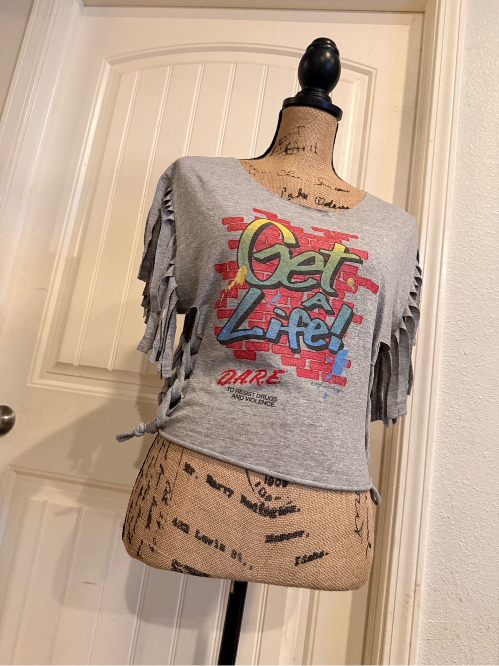 D.A.R.E. “Get a Life!” Reworked Fringe Tee – Small